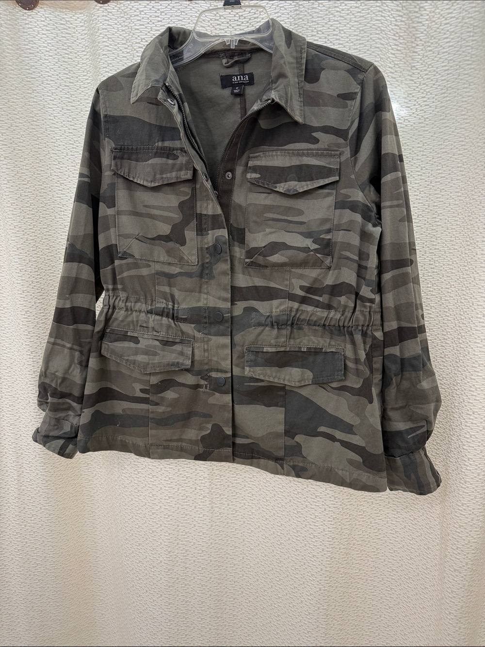 a.n.a Women's Camouflage Utility Jacket - Olive and Dark Green